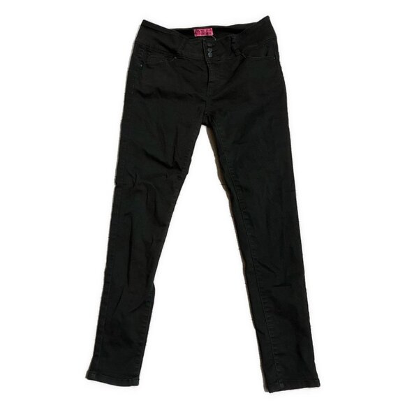 Wax Jean Denim - Wax Jean Women’s Solid Black Mid Rise Skinny Jeans Denim 15 32